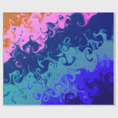 Blau Grün Orange Pink Abstraktes Muster wirbeln Geschenkpapier (Flach)