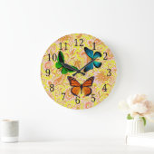 Blau, grün, orange Schmetterlinge auf der Paisley- Große Wanduhr (Zuhause)