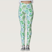 Blau-Grün-Paisley-Muster Leggings (Vorderseite)