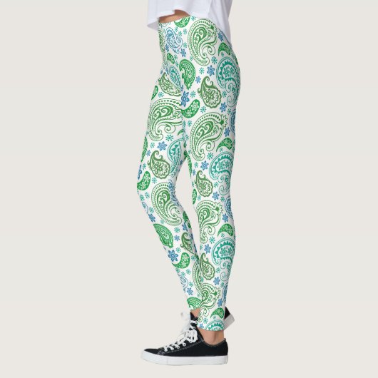 Blau-Grün-Paisley-Muster Leggings (Links)