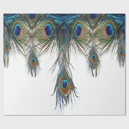 Blau-grün-Pfau-Federkunst Geschenkpapier (Flach)