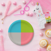 Blau Grün Rosa Grau Pappteller (Party)