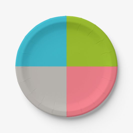 Blau Grün Rosa Grau Pappteller (Vorderseite)