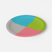 Blau Grün Rosa Grau Pappteller (Schrägansicht)