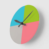 Blau Grün Rosa Grau Runde Wanduhr (Winkel)