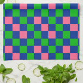 Blau Grün Rosa Kariertes Musterdesign Geschirrtuch (Gefaltet)