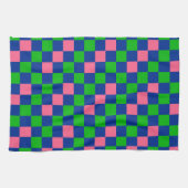 Blau Grün Rosa Kariertes Musterdesign Geschirrtuch (Horizontal)