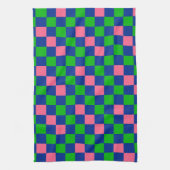 Blau Grün Rosa Kariertes Musterdesign Geschirrtuch (Vertikal)