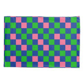 Blau Grün Rosa Kariertes Musterdesign  Kissenbezug (Rückseite)