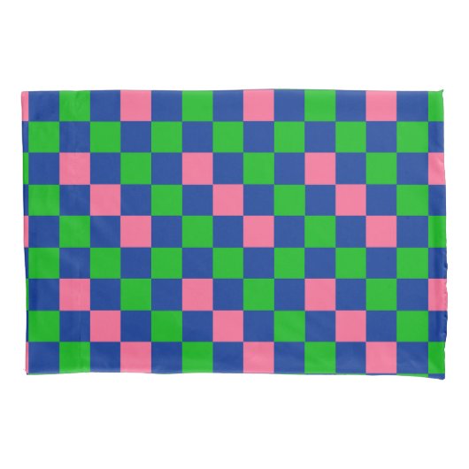 Blau Grün Rosa Kariertes Musterdesign  Kissenbezug (Vorderseite)