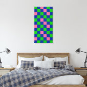 Blau Grün Rosa Kariertes Musterdesign Leinwanddruck (Insitu (Schlafzimmer))