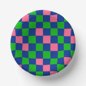 Blau Grün Rosa Kariertes Musterdesign Pappteller (Vorderseite)