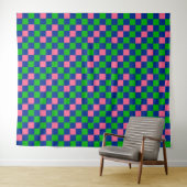 Blau Grün Rosa Kariertes Musterdesign Wandteppich (Beispiel (Horizontal))