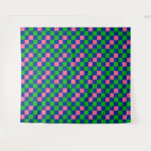 Blau Grün Rosa Kariertes Musterdesign Wandteppich (Vorderseite (Horizontal))