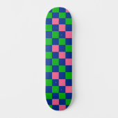 Blau Grün Rosa Karomuster Design  Skateboard (Vorderseite)