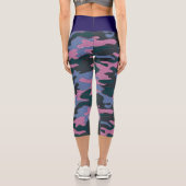 Blau Grün Rosa Tarnmuster Capri Leggings (Rückseite)