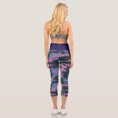 Blau Grün Rosa Tarnmuster Capri Leggings (Rückseite)