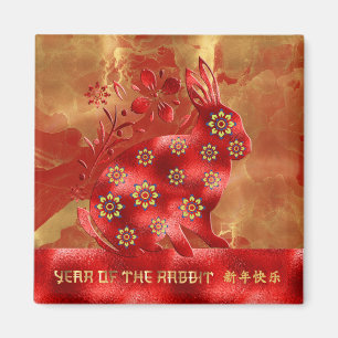 Blau Grün Rot Gold 2023 Hase Chinesisches Neujahr Magnet