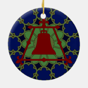 Blau, Grün-roter Buntglas Fleur Entwurf Keramik Ornament