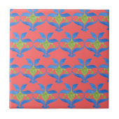 Blau, Grün, Rotes Jugendstil - Muster Tile Fliese (Vorderseite)