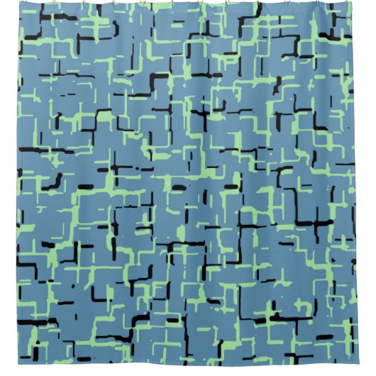 Blau Grün Schwarz Einziges Muster Duschvorhang (Vorderseite)