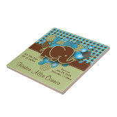 Blau, Grün u. karierter Baby-Elefant Browns Fliese (Seite)