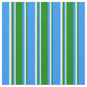 Blau, Grün und Beige Linien Muster Stoff