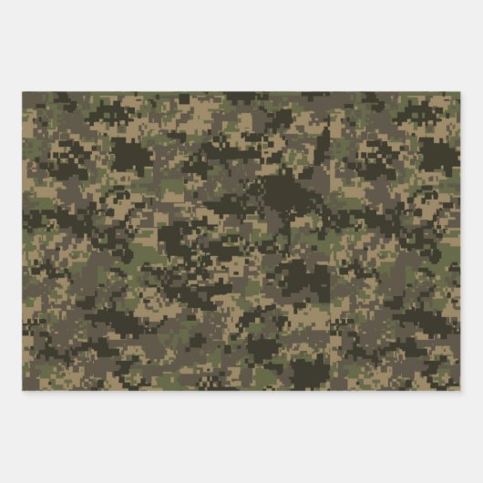 Blau, Grün und Beige Pixel Camouflage Camouflage Geschenkpapier Set (Vorderseite 2)