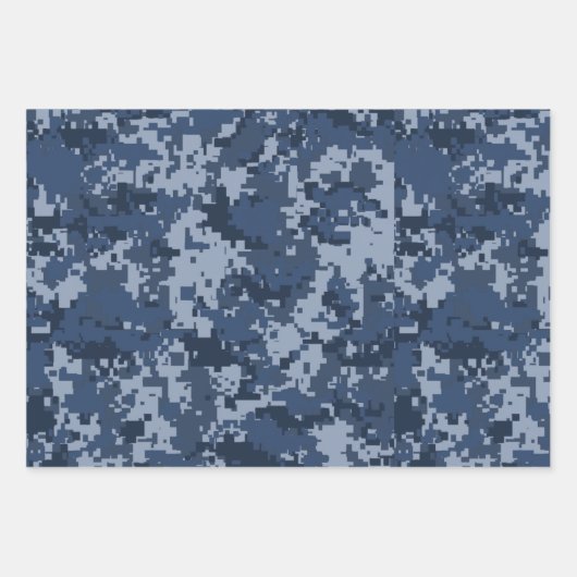 Blau, Grün und Beige Pixel Camouflage Camouflage Geschenkpapier Set (Vorderseite)