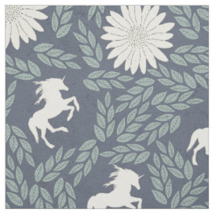 Blau Grün und Elfenbein Einhorn Muster Stoff