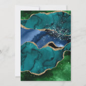 Blau, Grün und Gold Glitzer Agate Quinceanera Einladung (Rückseite)