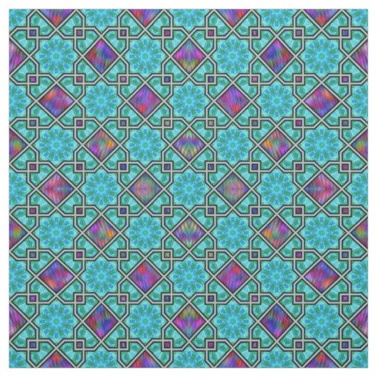 Blau-grün und hell-islamisches Muster Stoff (Muster)