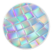 Blau, Grün und Lila Holografisches Muster Keramikknauf (Vorderseite)