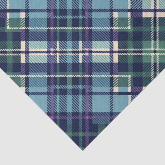 Blau, grün und Lila Kariert Seidenpapier (Detail)