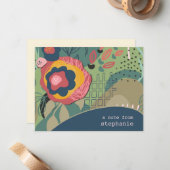 Blau, grün und rosa Abstrakt, florfarbene, benutze Mitteilungskarte (Vorderseite/Rückseite Beispiel)