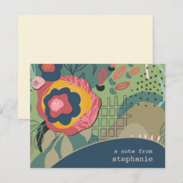 Blau, grün und rosa Abstrakt, florfarbene, benutze Mitteilungskarte