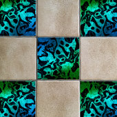 Blau, grün und schwarz, Glitzer, Wavy Muster Fliese