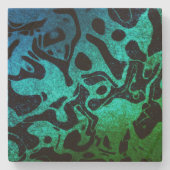 Blau, grün und schwarz, Glitzer, Wavy Muster Steinuntersetzer (Vorderseite)