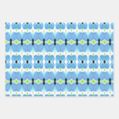 Blau, grün und weiß Stilvoll Gemustert Geschenkpapier Set (Vorderseite 3)