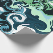 Blau, Grün und Weiß Wirbel Abstrakte Flüssigkeiten Geschenkpapier (Ecke)