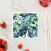 Blau, Grün und Weiß Wirbel Abstrakte Flüssigkeiten Serviette (Beispiel)