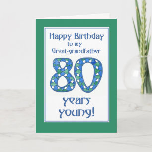 Blau, Grün, Weiß 80. Geburtstag Großvater Karte