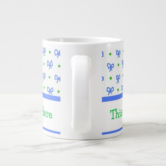 Blau/grün/weiß Bows Mini-Print Jumbo-Tasse (Rückseite)