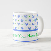 Blau/grün/weiß Bows Mini-Print Jumbo-Tasse (Vorderseite Rechts)