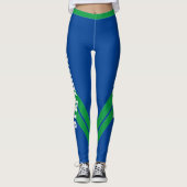Blau Grün & Weiß Moderne Leggings (Vorderseite)