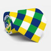 Blau, grün, weiß und gelb karierte Krawatte (Gerollt)