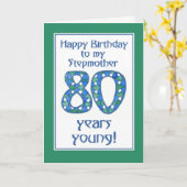Blau, Grün, Weißer 80. Geburtstag für Stepmutter Karte (Gelbe Blume)
