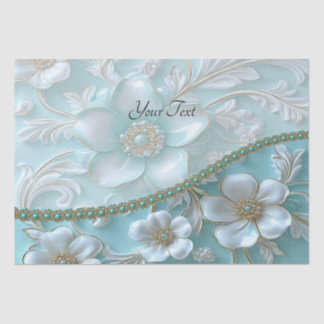 Blau-grün weißes Blumen-Seidenpapier Seidenpapier