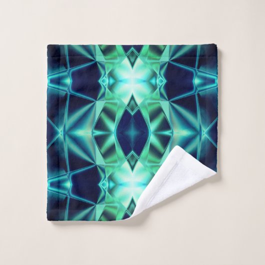 Blau-grüne Acrylform, Neon-Spiegelformen Badhandtuch Set (Waschlappen)