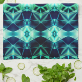 Blau-grüne Acrylform, Neon-Spiegelformen Geschirrtuch